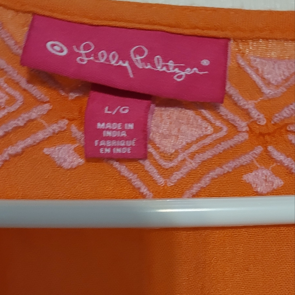 Lilly Pulitzer For Target Pink Tag Orange Boho Tunic Beach Pool Cover Up, Sz. L - Picture 3 of 3